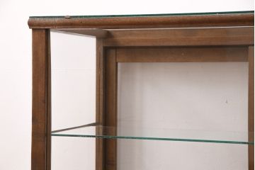 アンティーク家具　昭和中期　ナラ材　ころんとした脚が可愛いレトロなガラスケース(ショーケース、陳列棚)(R-046605)