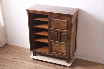 ヴィンテージ家具　北海道民芸家具　ペイント仕上げ限定　深みのある色合いが魅力の下駄箱(収納棚、戸棚、ビンテージ)(R-046606)