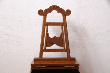 アンティーク　骨董　総欅材・玉杢材　漆塗り　銅金具付きの山形産鏡台(小引き出し)(R-046620)