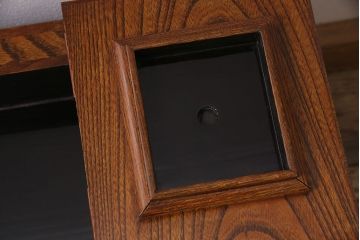アンティーク　骨董　総欅材・玉杢材　漆塗り　銅金具付きの針箱(裁縫箱、小引き出し)(R-046621)