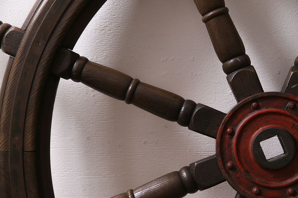 アンティーク雑貨　船舶　木製ラット　操舵輪(舵、ディスプレイ、オブジェ)(R-046622)
