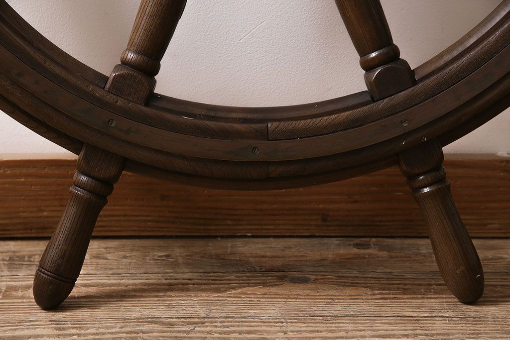 [大型] 船舵　約92cm アンティーク　インテリア　ラット 大型] 船舵 約92cm アンティーク インテリア ラット