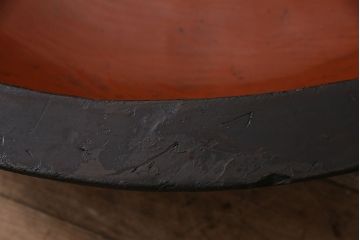 アンティーク雑貨　昭和初期　漆塗り　木製のこね鉢(木鉢、ディスプレイ)(R-046627)