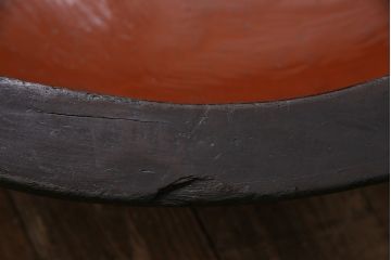 アンティーク雑貨　昭和初期　漆塗り　木製のこね鉢(木鉢、ディスプレイ)(R-046627)