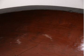 アンティーク雑貨　昭和初期　漆塗り　木製のこね鉢(木鉢、ディスプレイ)(R-046627)