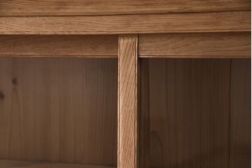 アンティーク家具　昭和初期　ストリップド(剥離)　栓材の素朴な味わいが魅力的なガラスケース(飾り棚、ショーケース、陳列棚)(R-046629)