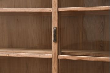 アンティーク家具　昭和初期　ストリップド(剥離)　栓材の素朴な味わいが魅力的なガラスケース(飾り棚、ショーケース、陳列棚)(R-046629)