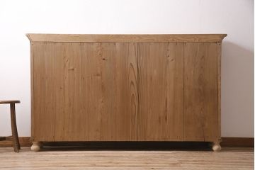 アンティーク家具　昭和初期　ストリップド(剥離)　栓材の素朴な味わいが魅力的なガラスケース(飾り棚、ショーケース、陳列棚)(R-046629)