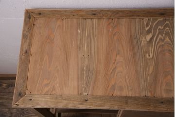 アンティーク家具　大正昭和初期　ストリップド(剥離)　ニレ材　幾何学模様がおしゃれなガラスケース(飾り棚、ショーケース、陳列棚)(R-046630)