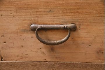 アンティーク家具　大正昭和初期　ストリップド(剥離)　ニレ材　幾何学模様がおしゃれなガラスケース(飾り棚、ショーケース、陳列棚)(R-046630)