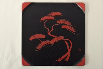 鈴木雅也　木製　松　菓子盆(京塗漆器)(R-046637)