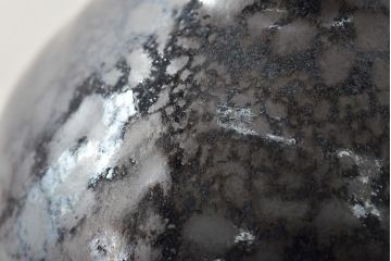 坂田実　天目釉　壷　共箱(花瓶)(R-046639)