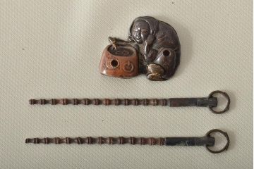 古い縁頭など14点(目貫、刀装具、彫金武具)(R-046641)