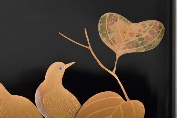 輪島塗　子舟作　柿の図蒔絵文庫(硯箱、文箱、木製漆器)(R-046643)
