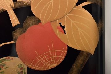 輪島塗　子舟作　柿の図蒔絵文庫(硯箱、文箱、木製漆器)(R-046643)