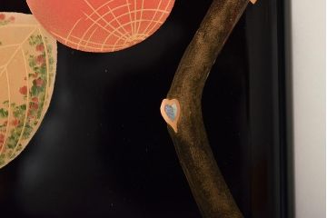 輪島塗　子舟作　柿の図蒔絵文庫(硯箱、文箱、木製漆器)(R-046643)