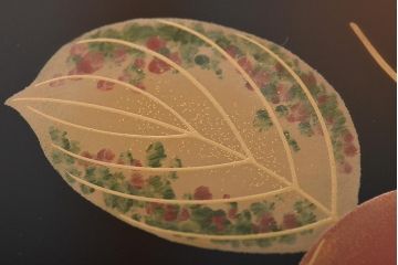 輪島塗　子舟作　柿の図蒔絵文庫(硯箱、文箱、木製漆器)(R-046643)