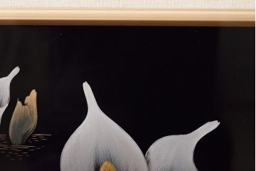 輪島塗　松田林山　漆絵　額装(沈金蒔絵)(R-046646)