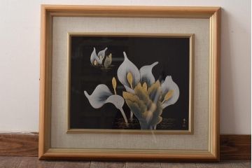 輪島塗　松田林山　漆絵　額装(沈金蒔絵)(R-046646)