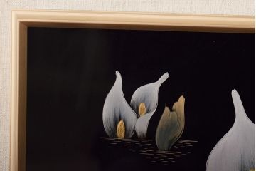 輪島塗　松田林山　漆絵　額装(沈金蒔絵)(R-046646)