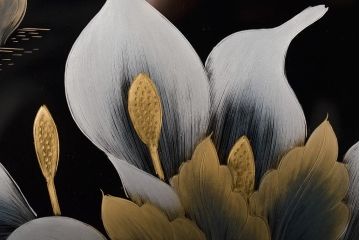 輪島塗　松田林山　漆絵　額装(沈金蒔絵)(R-046646)