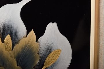 輪島塗　松田林山　漆絵　額装(沈金蒔絵)(R-046646)