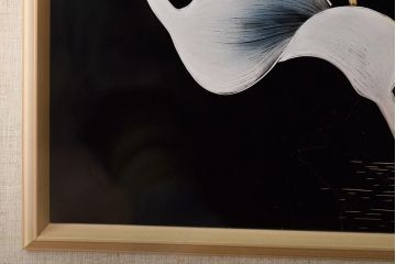 輪島塗　松田林山　漆絵　額装(沈金蒔絵)(R-046646)