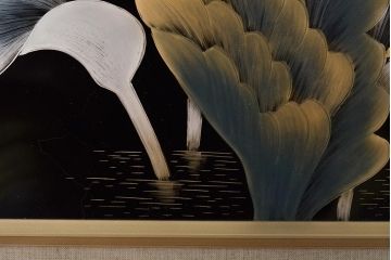 輪島塗　松田林山　漆絵　額装(沈金蒔絵)(R-046646)