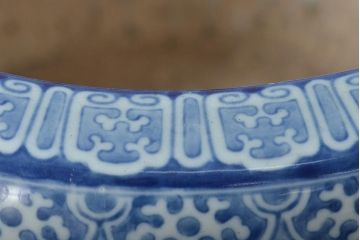 アンティーク雑貨　大正昭和初期　梅・菊　草花の図　染付　瀬戸火鉢(鉢カバー、傘立て)(R-046652)