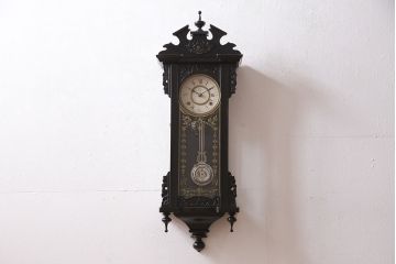 アンティーク時計　大正期　精工舎(SEIKOSHA、セイコー)　ゼンマイ式　スリゲル型　シックな雰囲気漂う掛け時計(古時計、柱時計、座敷時計)(R-046657)