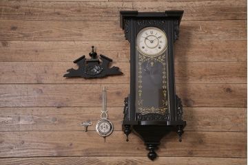 アンティーク時計　大正期　精工舎(SEIKOSHA、セイコー)　ゼンマイ式　スリゲル型　シックな雰囲気漂う掛け時計(古時計、柱時計、座敷時計)(R-046657)