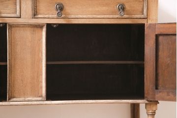 アンティーク家具　イギリスアンティーク　ストリップド(剥離)　オーク材　柔らかな雰囲気のミラーバックサイドボード(収納棚、キャビネット)(R-046662)