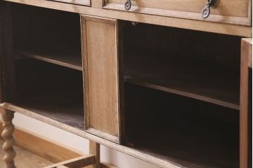 アンティーク家具　イギリスアンティーク　ストリップド(剥離)　オーク材　柔らかな雰囲気のミラーバックサイドボード(収納棚、キャビネット)(R-046662)