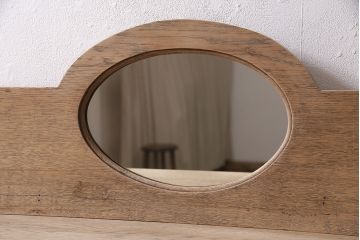 アンティーク家具　イギリスアンティーク　ストリップド(剥離)　オーク材　柔らかな雰囲気のミラーバックサイドボード(収納棚、キャビネット)(R-046662)