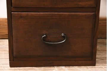 アンティーク家具　昭和初期　ヒノキ材　シンプルな金具の小引き出し(小物収納)(R-046667)