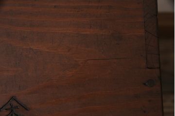 アンティーク家具　昭和初期　ヒノキ材　シンプルな金具の小引き出し(小物収納)(R-046667)
