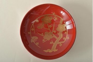 輪島塗　五島屋　木製蒔絵　屠蘇器　共箱(杯台、銚子、金彩)(R-046670)