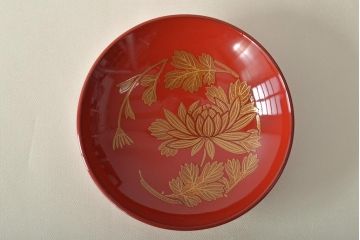 輪島塗　五島屋　木製蒔絵　屠蘇器　共箱(杯台、銚子、金彩)(R-046670)