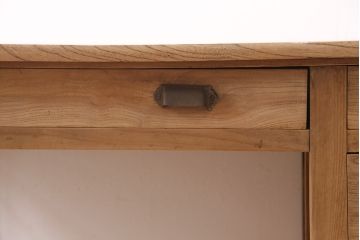 アンティーク家具　ストリップド(剥離)　ケヤキ材　白木の風合いが魅力のレトロな片袖机(ワークデスク、在宅ワーク、在宅用)(R-046690)