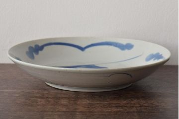 正利銘　呉須　染付八寸皿(魚文、古染付、中国)(R-046710)