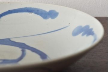 正利銘　呉須　染付八寸皿(魚文、古染付、中国)(R-046710)