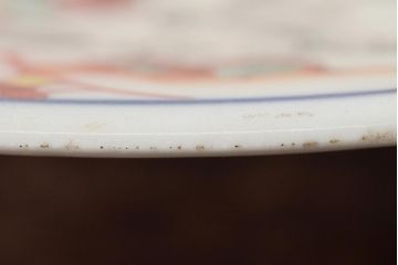 明治期　伊万里焼　色絵草花文　一尺二寸大皿(和食器)(R-046711)