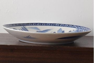 明治期　伊万里焼　一尺五寸　染付　大皿(和食器)(R-046712)