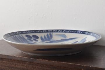 明治期　伊万里焼　一尺五寸　染付　大皿(和食器)(R-046712)