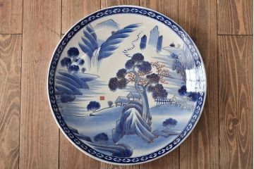 明治期　伊万里焼　一尺五寸　染付　大皿(和食器)(R-046712)