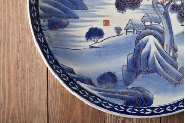 明治期　伊万里焼　一尺五寸　染付　大皿(和食器)(R-046712)
