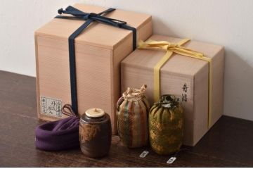 石田陶春作　丹波茶入　千代の栄　尋牛斎　共箱(茶道具)(R-046715)