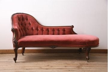 アンティーク家具　マホガニー材　クラシカルなイギリスアンティークのシェーズロング(ソファ、カウチソファ)(R-046719)