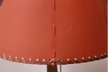 ヴィンテージ照明　昭和レトロ　オレンジ色のシェードがお洒落なスタンドライト(卓上照明、ビンテージ)(R-046730)