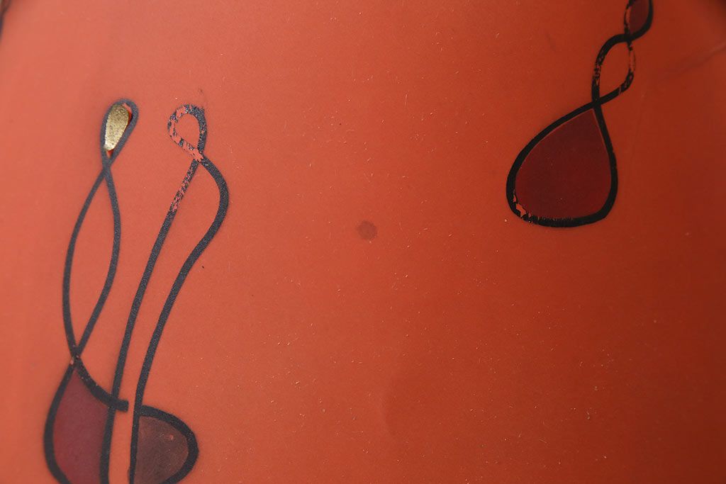 ヴィンテージ照明　昭和レトロ　オレンジ色のシェードがお洒落なスタンドライト(卓上照明、ビンテージ)(R-046730)